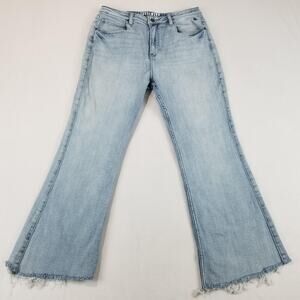 Idyllwind Jeans Womens 12W Short Light Wash Blue High Rise Flare Fringe Denim